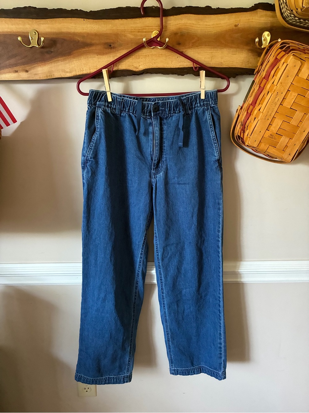 Orton Brothers Vermont Drawstring Denim Pants straight Leg Pants Jeans S